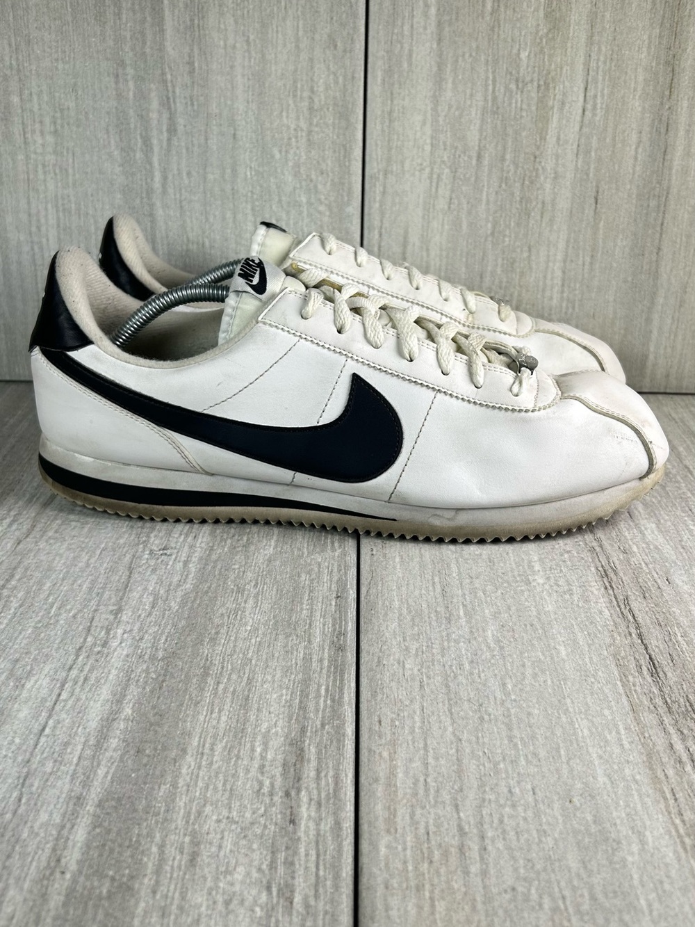 Nike Cortez Basic White Black Leather Sneaker  Shoes 819719-100 Mens Size 13